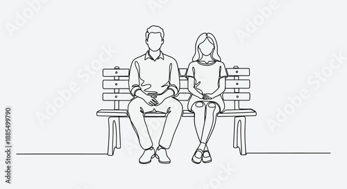 Man and Woman Sitting on Benches Reading.