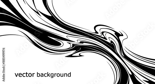 Black and White Swirling Abstract Design Element.