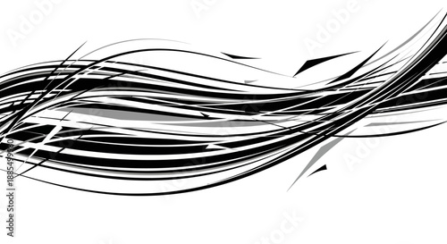 Black Abstract Lines Swirling Motion Design.