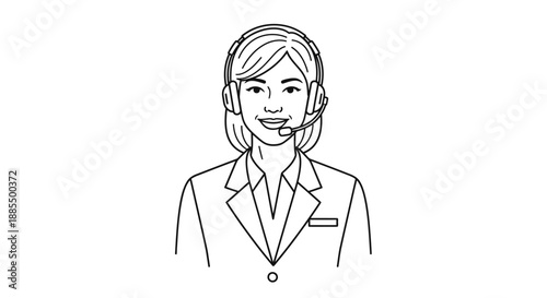 Woman Wearing Headset and Business Attire.