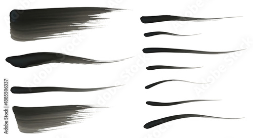 Abstract black brush strokes set
