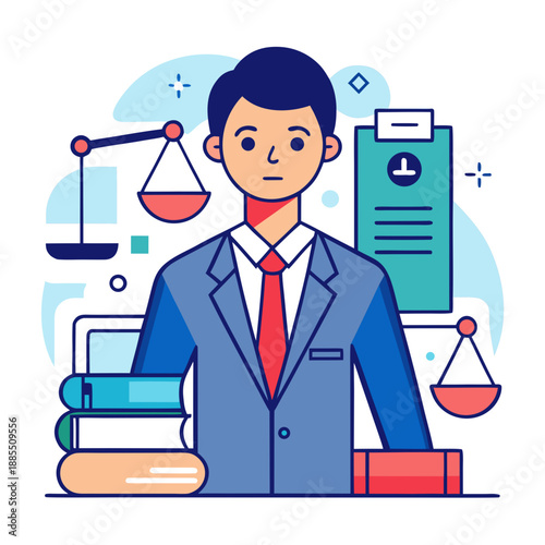 Professional Lawyer with Legal Symbols