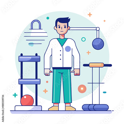 Physiotherapist with medical equipment performing treatment