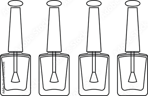 Nail polish bottle outline icons set showing cosmetic manicure beauty product containers isolated vector illustration design collection graphic