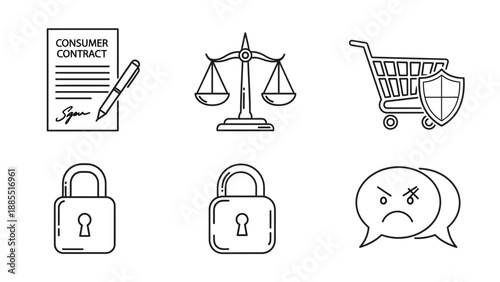 Security Icons Representing Protection and Balance.