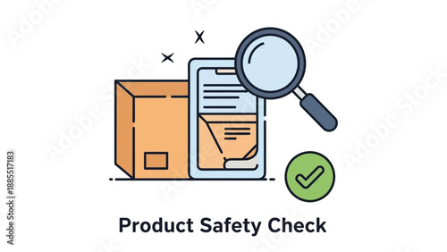 Product Safety Check with Magnifying Glass.