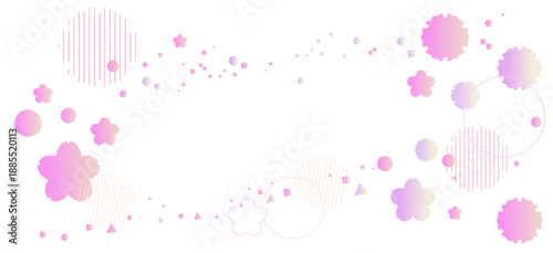 春をイメージした幾何学模様のフレームイラスト　ジオメトリック　グラデーション