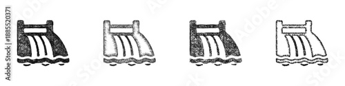 Sketch hydro power icon design set