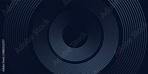 Blue abstract background with glowing circles. Swirl circular lines pattern. Geometric spiral. Twirl element. Modern graphic design. Futuristic technology concept. Vector illustration.