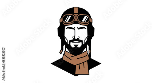 Aviator portrait illustration on white