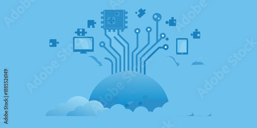 Digital connections cloud computing technology and the interconnected world visualized