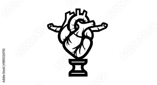 Anatomical heart outline on pedestal