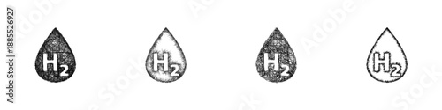 Sketch hydrogen energy icon design set