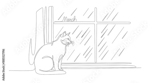 Cat Sitting by the Window.