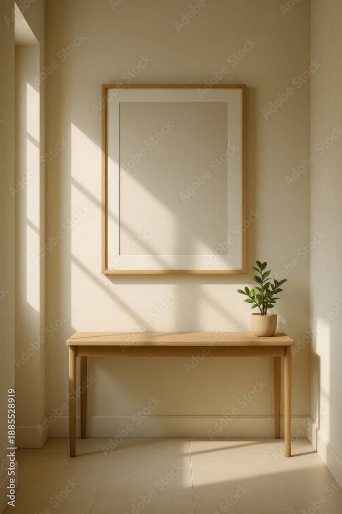 Fototapeta premium Minimalist hallway with natural light.