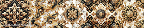 Seamless luxury pattern vector - marble & gold texture pack