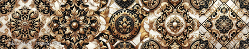 Seamless luxury pattern vector - marble & gold texture pack