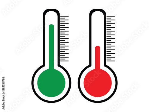 Two thermometers displaying different temperatures Vector