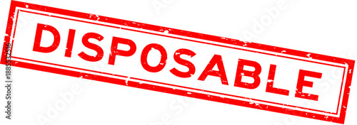 Grunge red disposable word square rubber seal stamp on white background