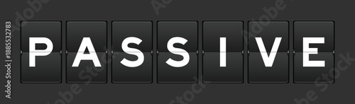 Foto Black color analog flip board with word passive on gray background