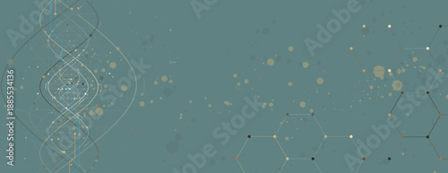 Futuristic steampunk style DNA background, connected neural web