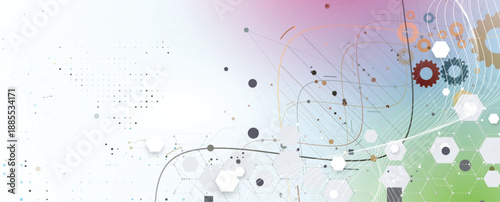 Futuristic steampunk style DNA background, connected neural web