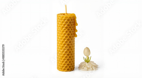 Traditional candle used for Songkran prayer on white background  