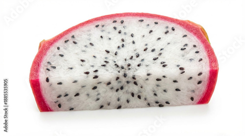 Fresh White Dragon Fruit Cross-Section with Speckled Seeds
