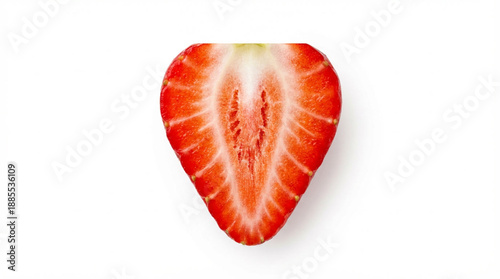 Vibrant Vertical Slice of a Ripe Red Strawberry
