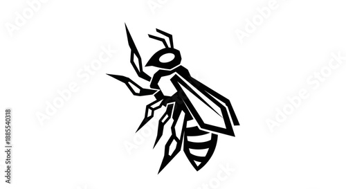 Black and white bee illustration