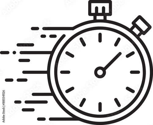 Fast Stopwatch Timer Icon with Motion Lines