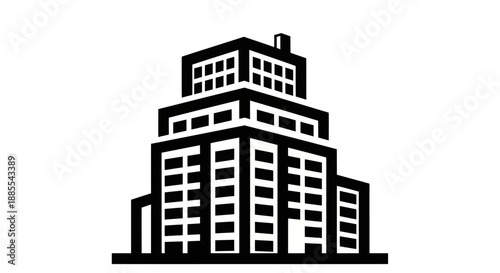 Black and white office building illustration