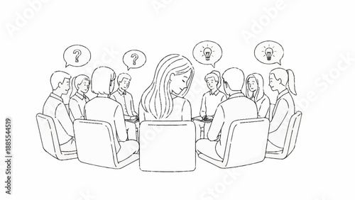 Group therapy session with people sitting in a circle discussing ideas.