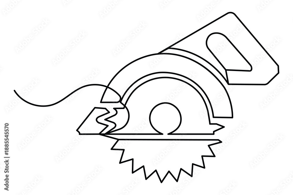 Fototapeta premium Circular saw tool in continuous one line drawing style
