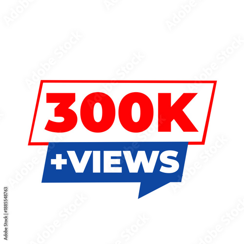 300K Views PNG, Online Audience Counter Design, Digital Reach Badge, Viewer Stats Label, Social Trend Graphic
