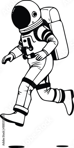 Astronaut Spacewalk Floating Silhouette – Modern Black Vector Art