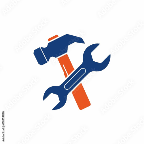 Cuadro en lienzo Hammer and Wrench Crossed Tools Icon.