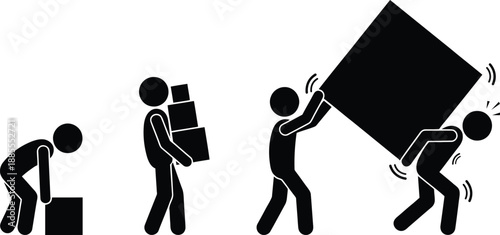 A visual metaphor illustrating the progression from light task to heavy burden or workload