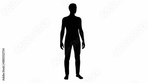 Silhouette of a standing person against a white background.