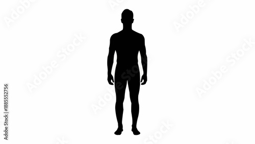 Silhouette of a standing male figure against a white background.