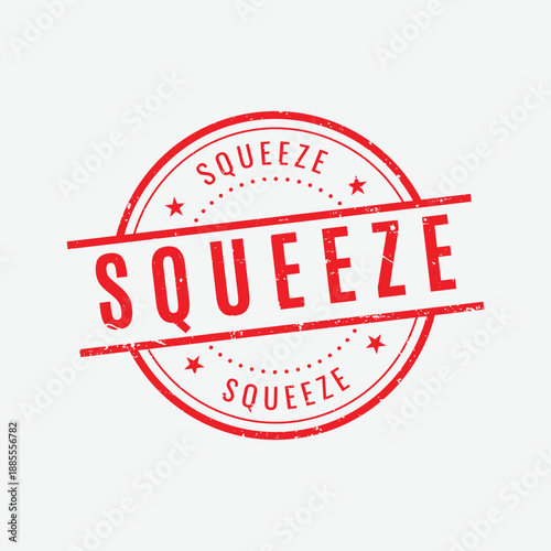 Circular red squeeze rubber stamp with thin line borders and weathered texture for professional document marking