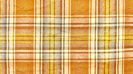 vintage woven plaid fabric texture in warm mustard yellow ochre tones evokes cozy autumn nostalgia ideal for seasonal textile wallpaper or rustic design background