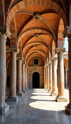 Arches and columns form the basilica's exterior, barcelona, grandeur