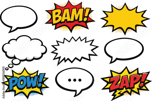 Comic style speech bubbles and sound effects Vector