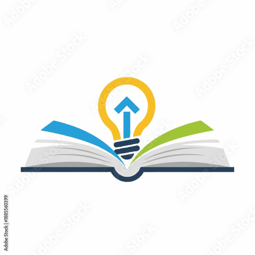 Open Book With Light Bulb Idea Symbol.