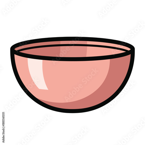 A simple pink bowl with a black outline