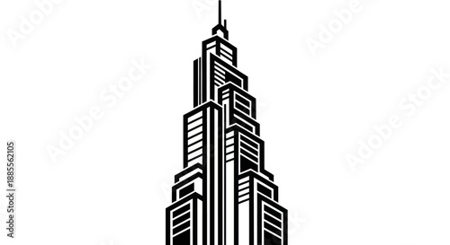 Black and white skyscraper illustration