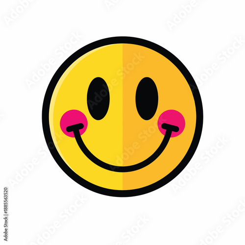 A smiling emoticon with rosy cheeks