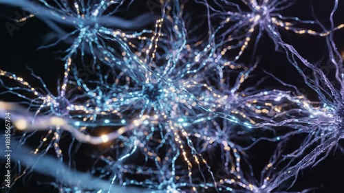 Neuron cell with electrical impulses and synaptic connections