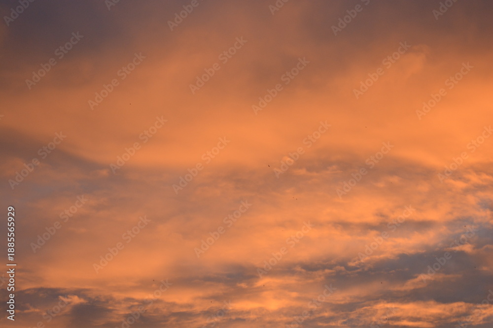 Obraz premium Warm Orange Cloudy Evening Sky Background